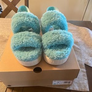 New UGG Women's Oh Fluffita Platform Sandals Slippers Shoes Tide Pool size 9